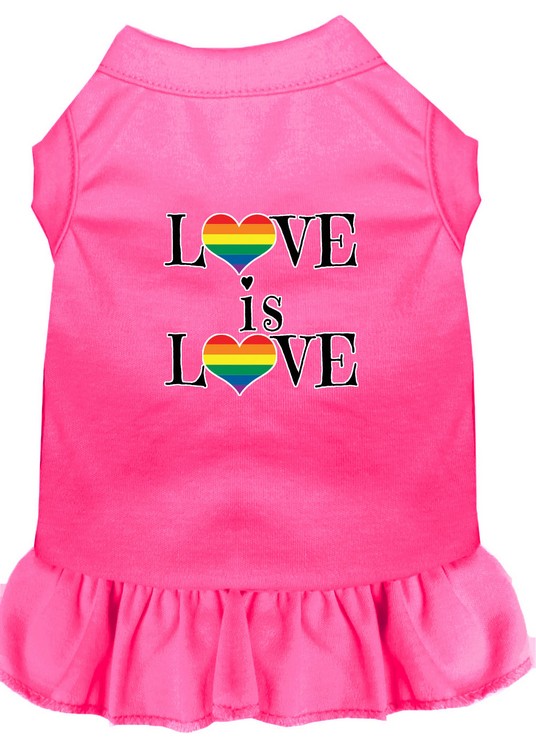 Love is Love Screen Print Dog Dress Bright Pink XXXL